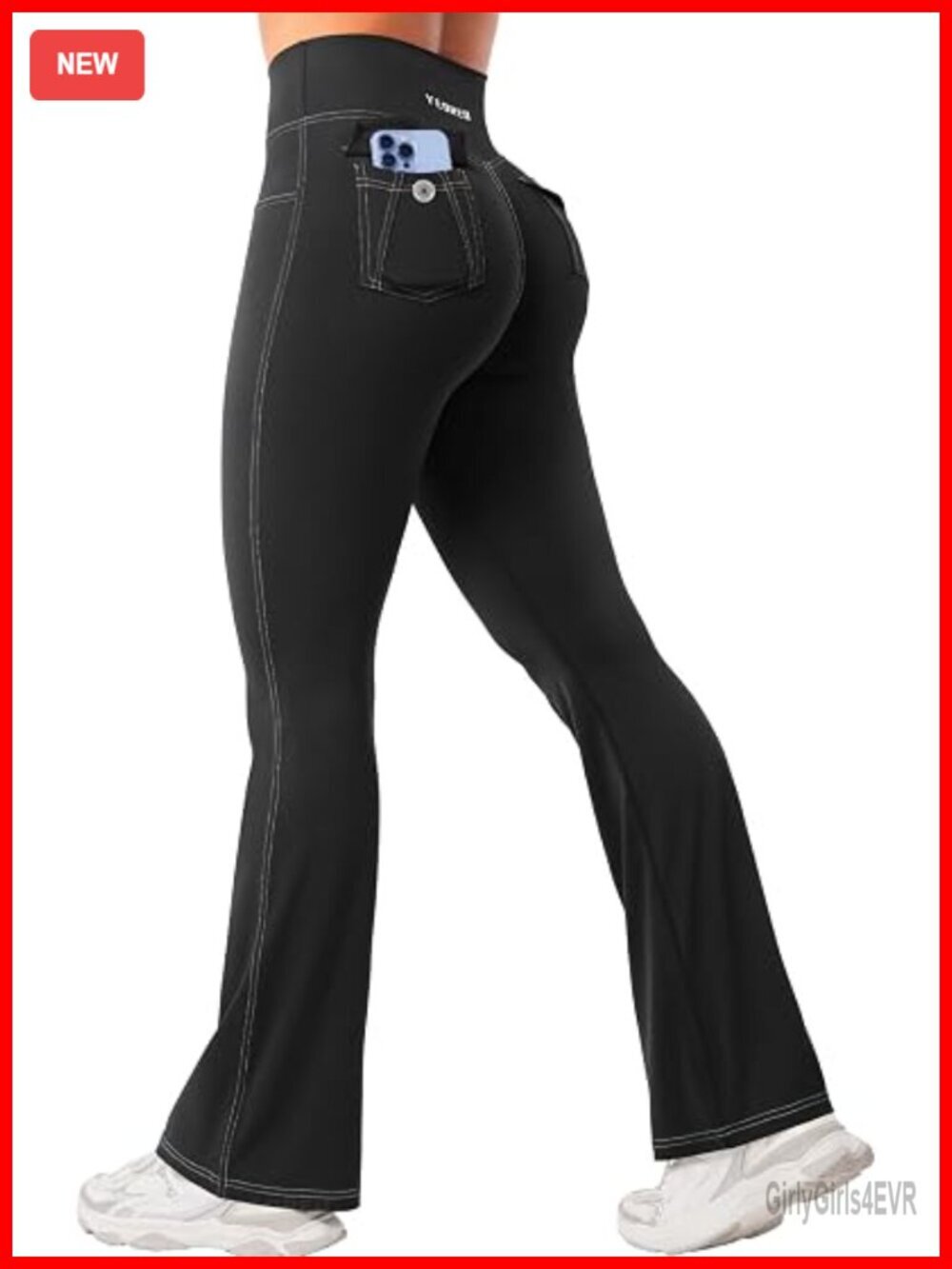 Mini Flare Leggings with Pockets Hidden Scrunch Cargo Yoga Gym Pants